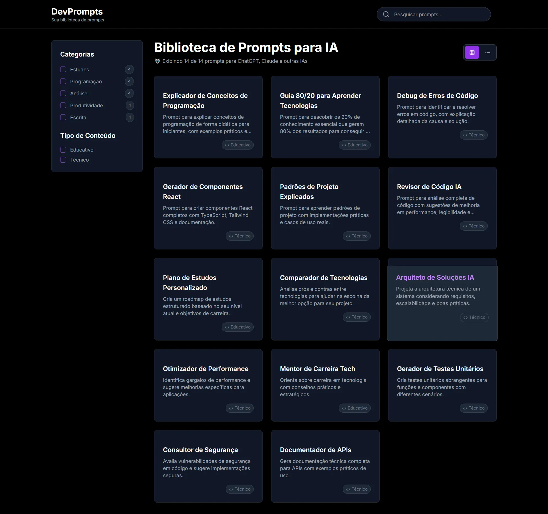 Biblioteca de Prompts
