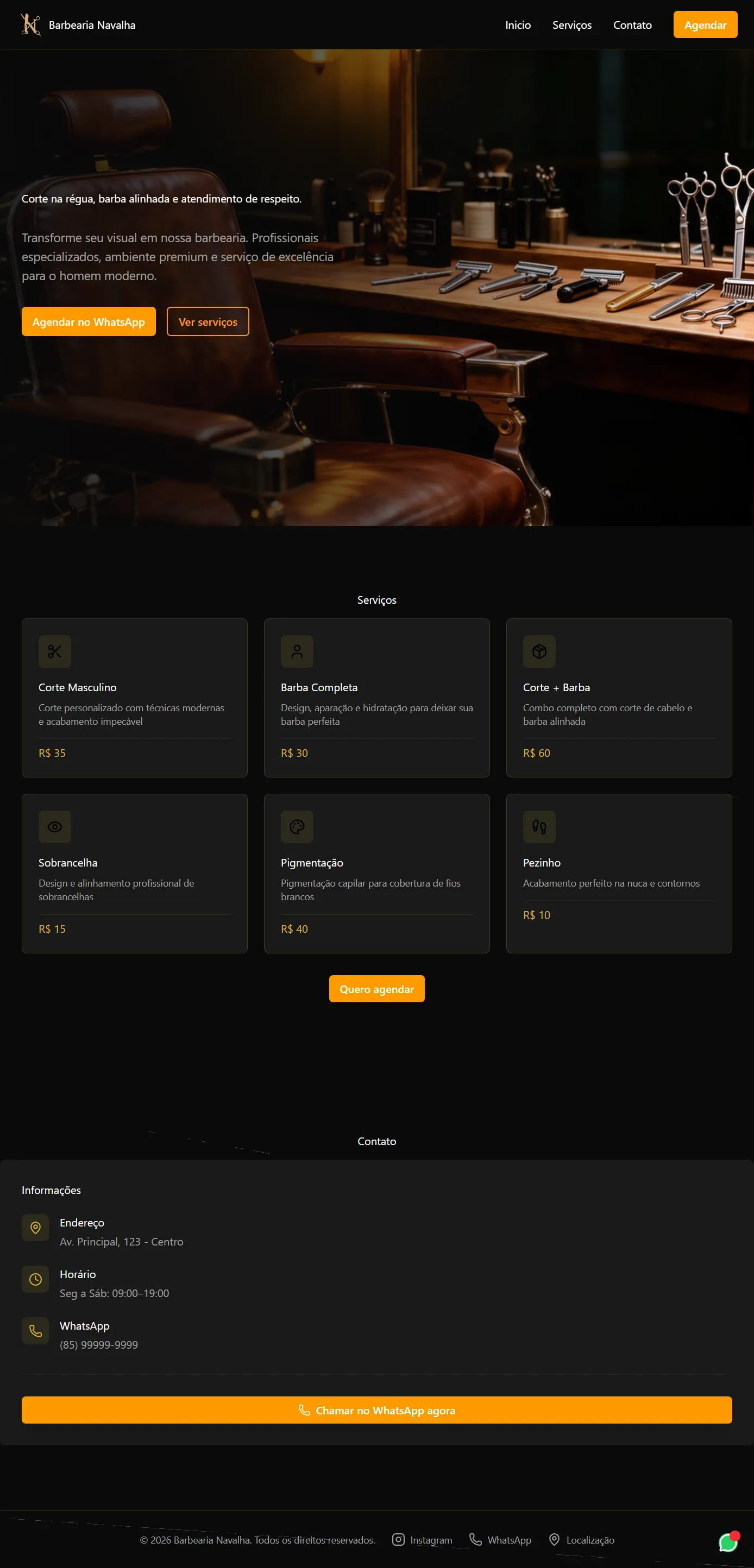 Landing Page Barbearia