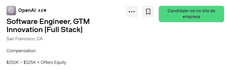 Captura de tela de vaga real para desenvolvedor anunciada no LinkedIn